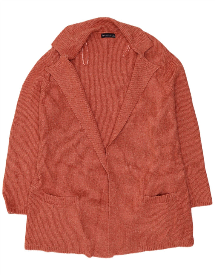 MARKS & SPENCER Γυναικείο πουλόβερ ζακέτα Longline UK 16 Μεγάλο Πορτοκαλί