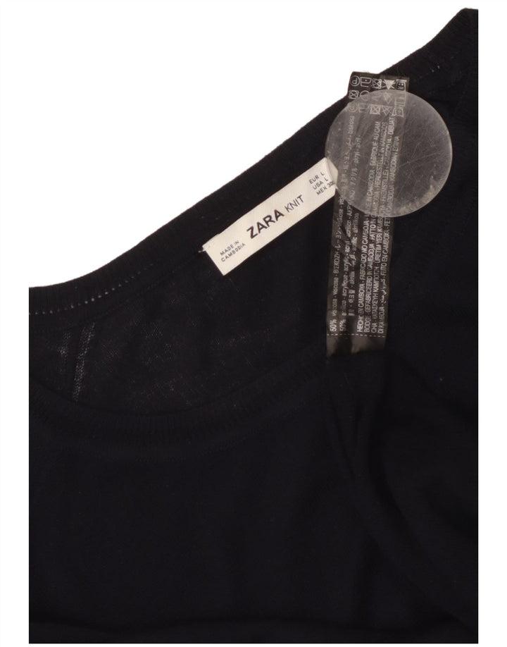 ZARA Γυναικείο πουλόβερ με λαιμόκαυστο UK 16 μεγάλη μαύρη βισκόζη