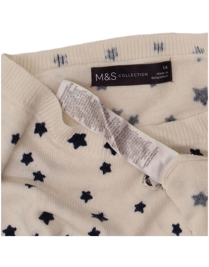 Marks & Spencer Γυναικείο πουλόβερ με λαιμόκαυστο UK 14 Large White