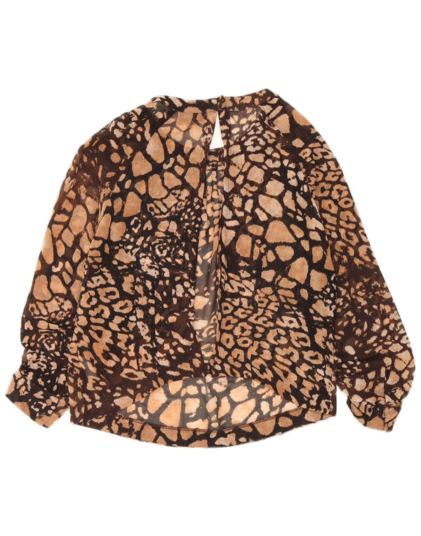 Topshop Γυναικείο πουκάμισο Crop 3/4 Μπλούζα UK 14 Large Brown Animal Print