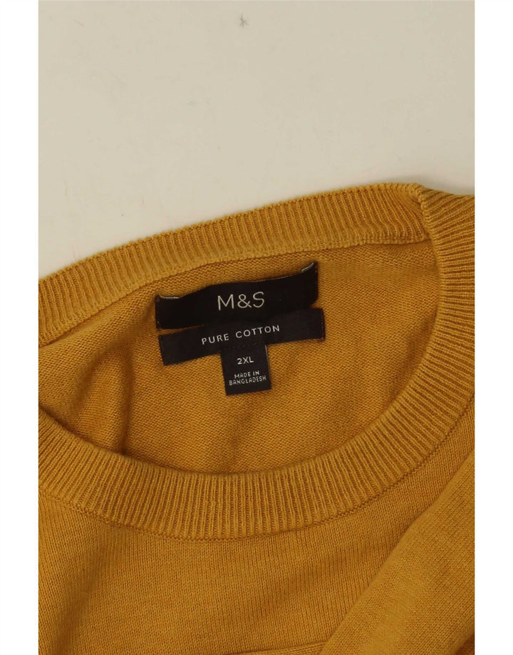 Marks & Spencer Ανδρικό πουλόβερ με λαιμόκοψη 2XL κίτρινο