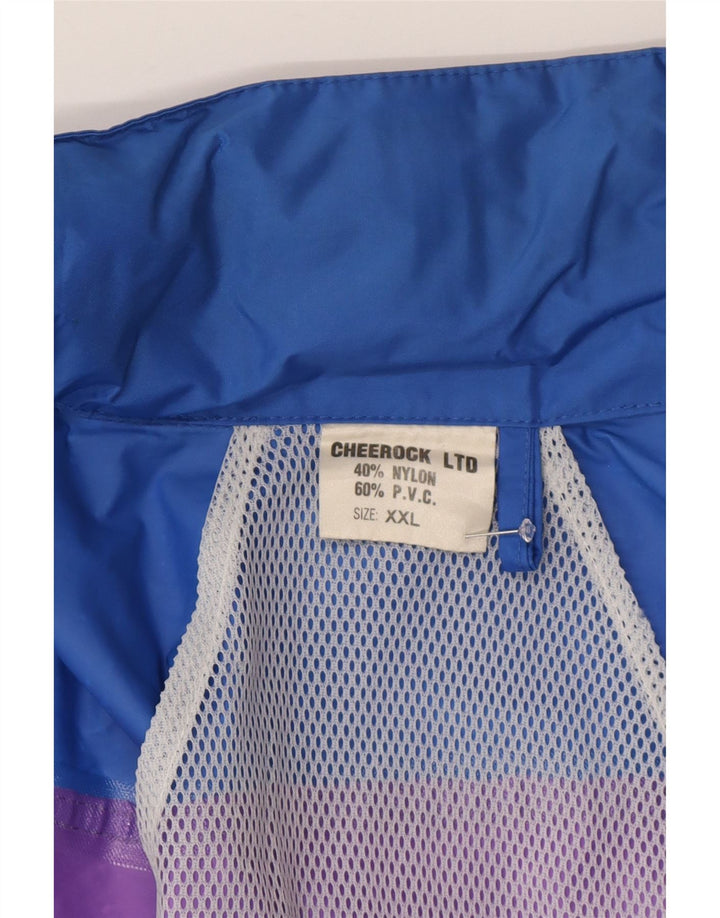 Vintage Ανδρικό μπουφάν βροχής με κουκούλα UK 44 2XL πολύχρωμο νάιλον