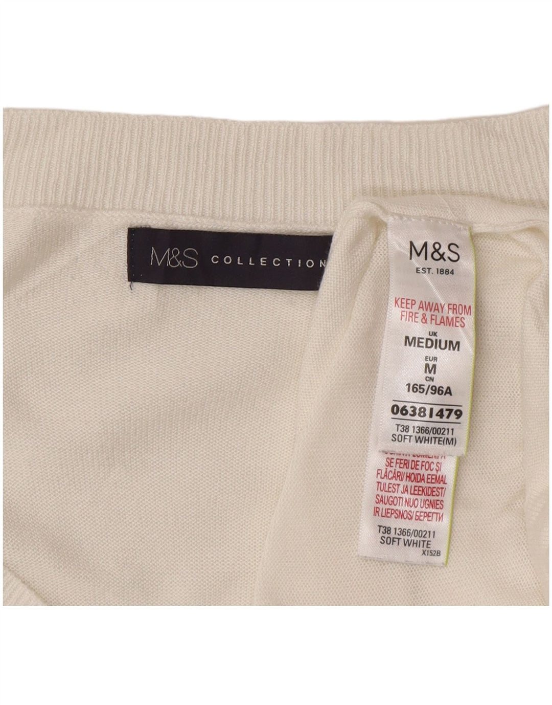 Marks & Spencer Γυναικείο πουλόβερ με λαιμόκοψη με V λαιμόκοψη UK 14 Medium White Floral