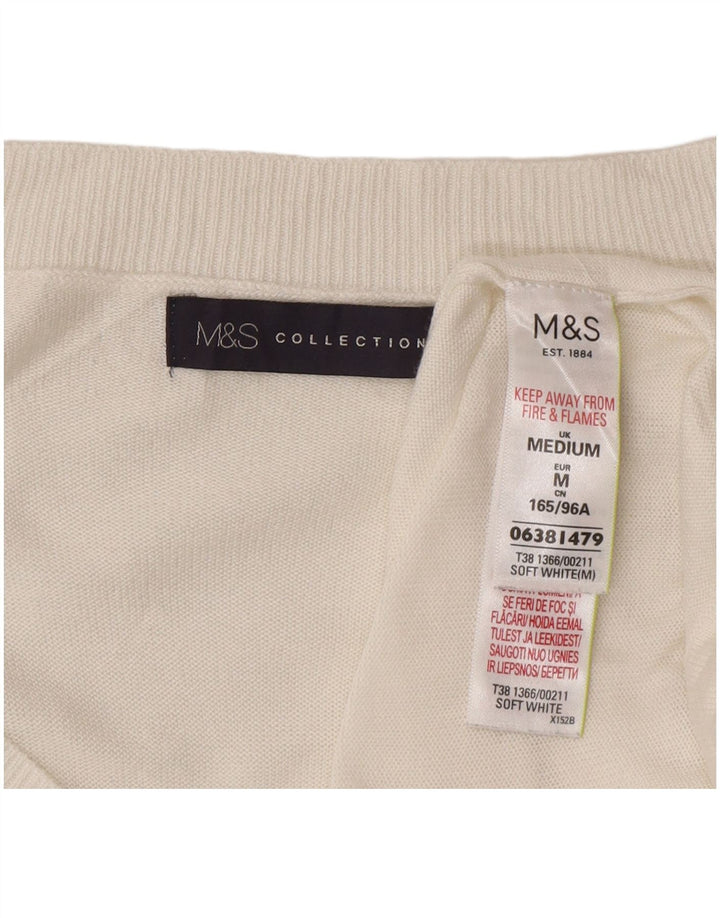 Marks & Spencer Γυναικείο πουλόβερ με λαιμόκοψη με V λαιμόκοψη UK 14 Medium White Floral