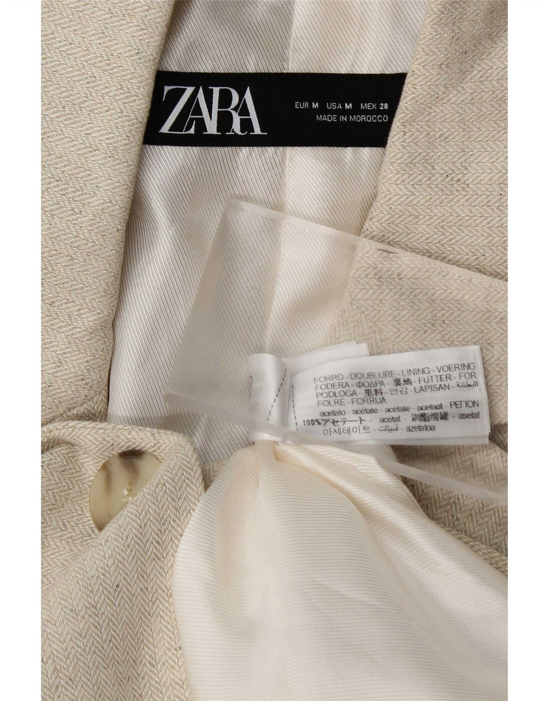 Zara Γυναικείο μπλέιζερ μπουφάν UK 14 με μεσαίο μπεζ οξικό ψαροκόκκαλο