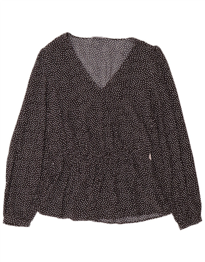 Marks & Spencer Γυναικεία μακρυμάνικη μπλούζα μπλούζα UK 12 μεσαία μαύρα στίγματα