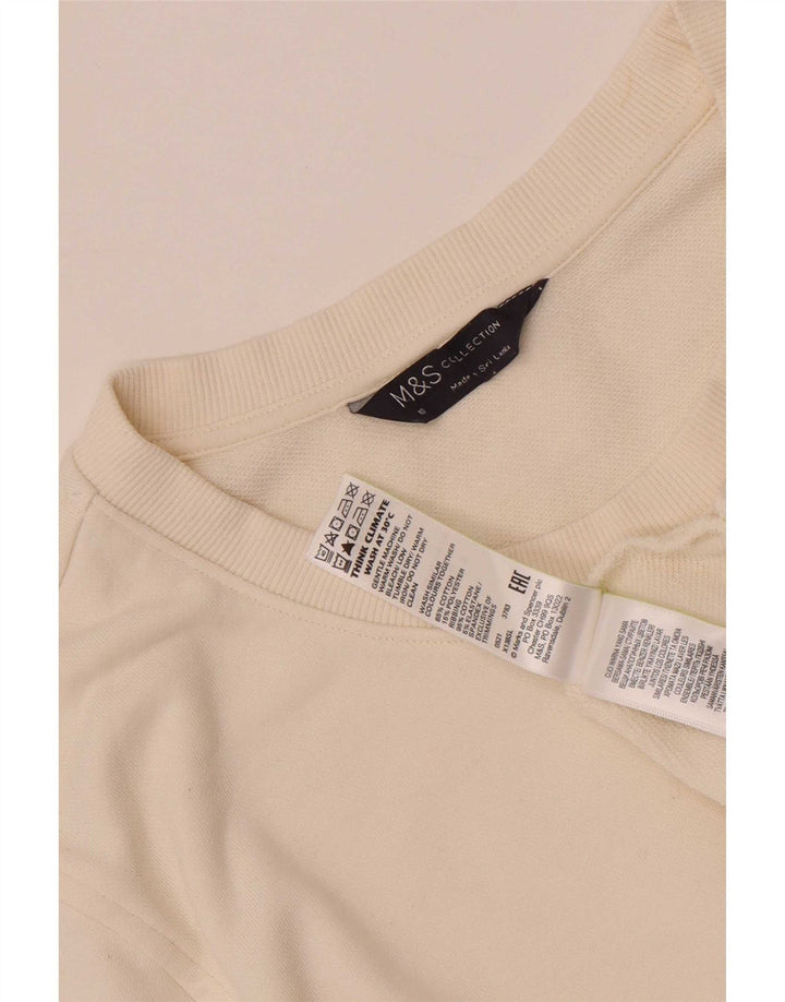 Marks & Spencer Γυναικεία Φούτερ Jumper UK 18 XL Λευκό βαμβακερό