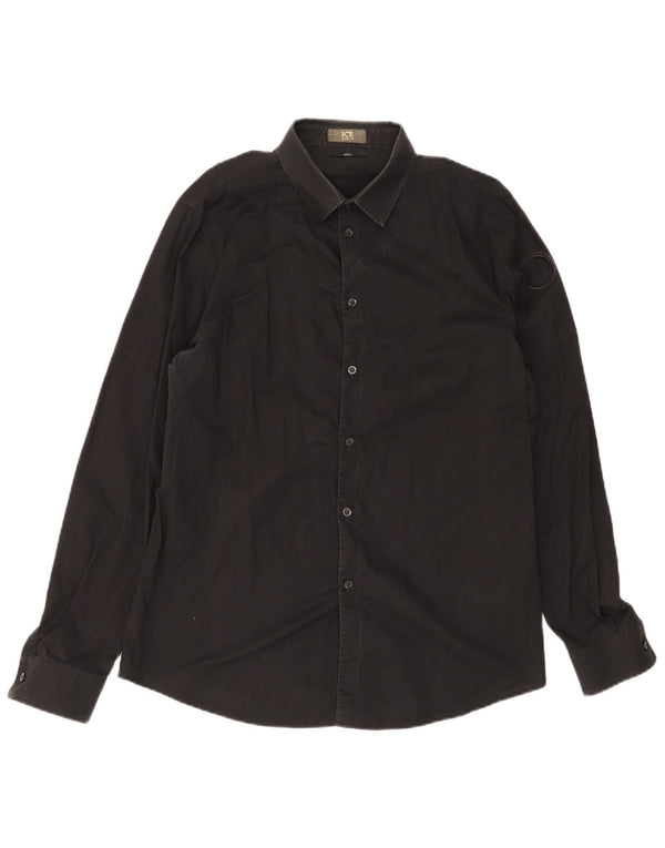 Ανδρικό πουκάμισο Iceberg Slim Fit XL Μαύρο βαμβακερό