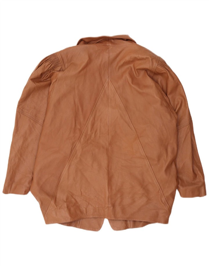 Vintage Γυναικείο Δερμάτινο Μπουφάν με 1 Κουμπί UK 16 Large Brown