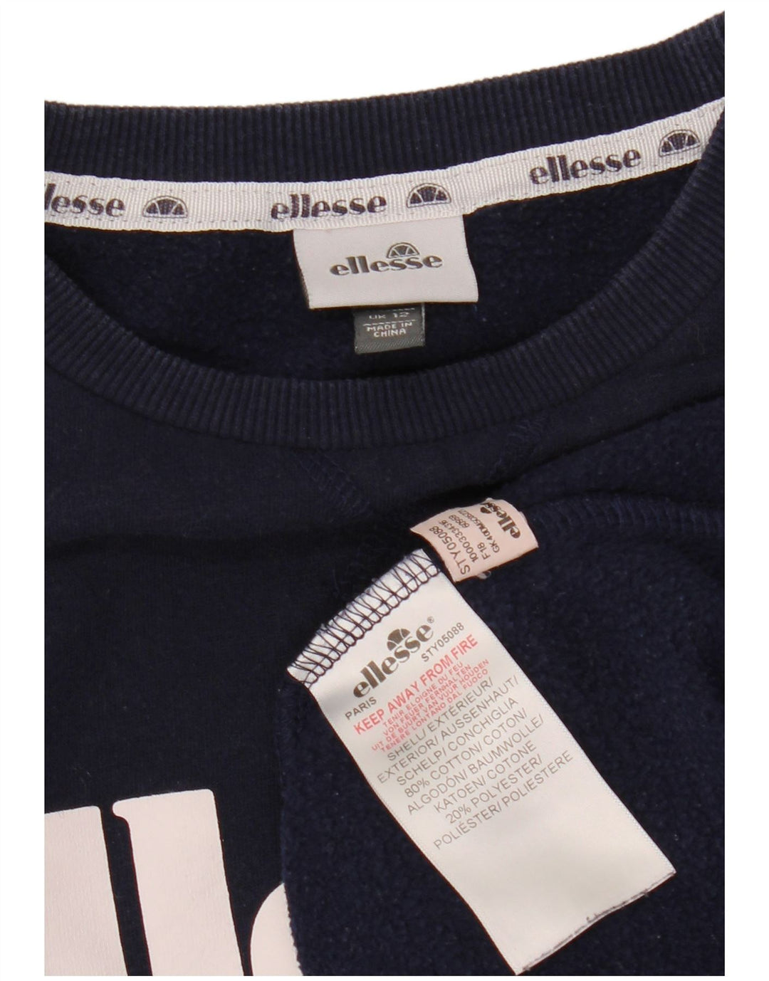 Γυναικείο γραφικό φούτερ ELLESSE Jumper UK 12 Medium Navy Blue Cotton