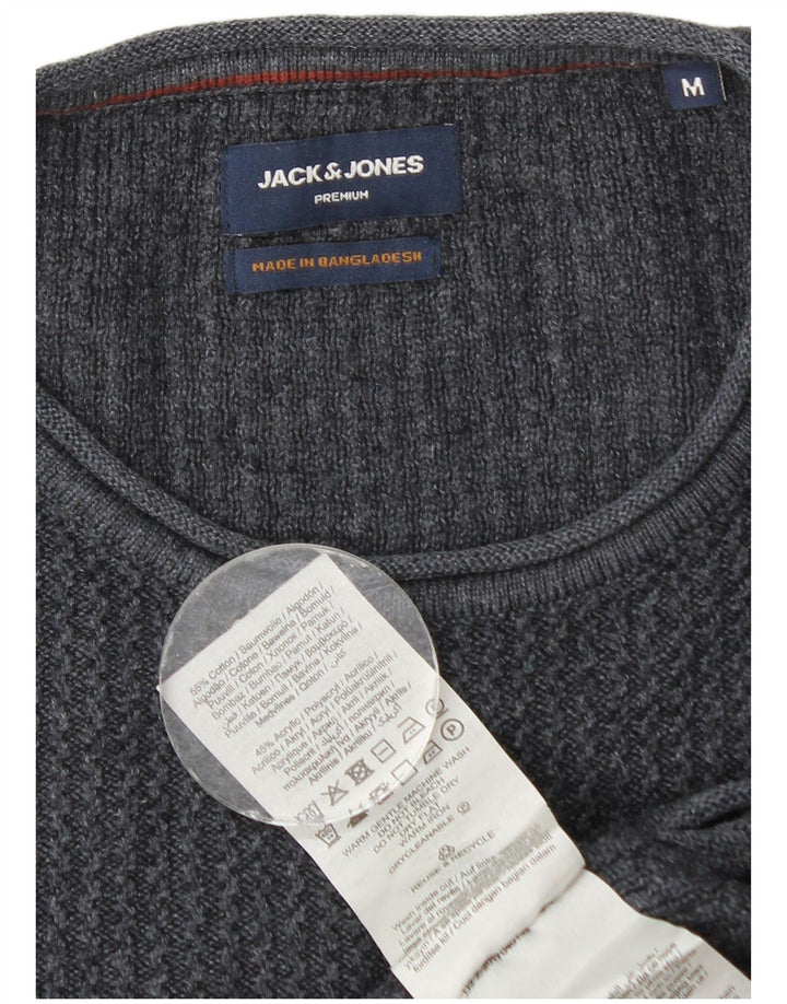 Jack & Jones Ανδρικό πουλόβερ με λαιμόκοψη μεσαίου μπλε βαμβακερό