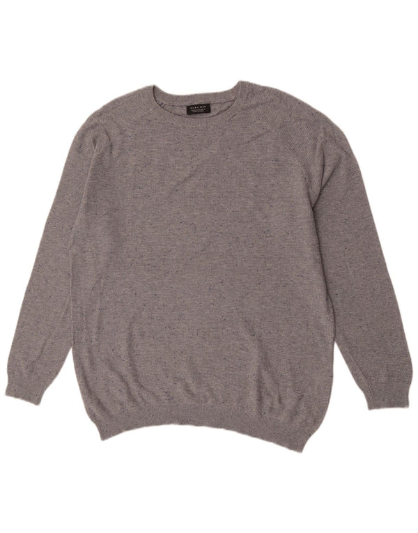 Ανδρικό πουλόβερ Zara με λαιμόκοψη XL Γκρι βαμβακερό