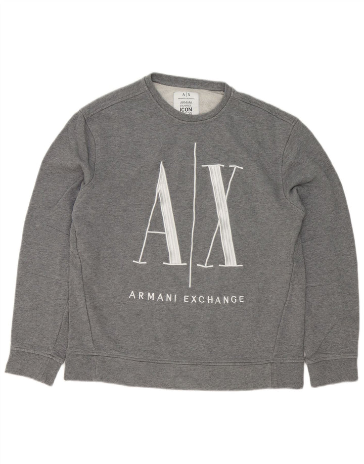 Ανδρικό γραφικό φούτερ Armani Exchange Jumper Μεσαίο γκρι βαμβακερό