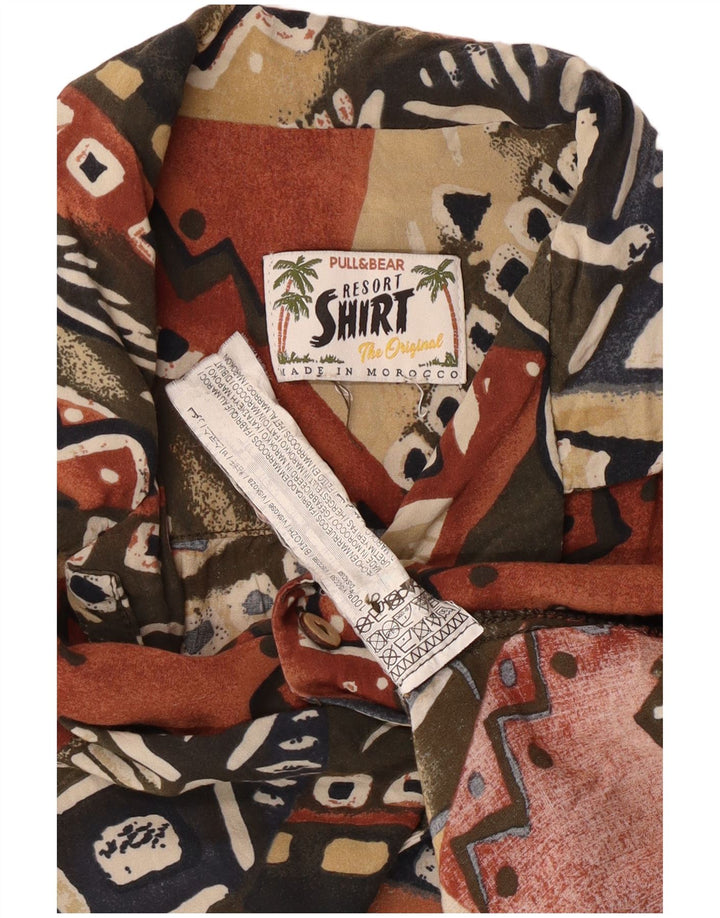 Pull & Bear Ανδρικό κοντομάνικο πουκάμισο μεγάλο πολύχρωμο γεωμετρικό βισκόζη