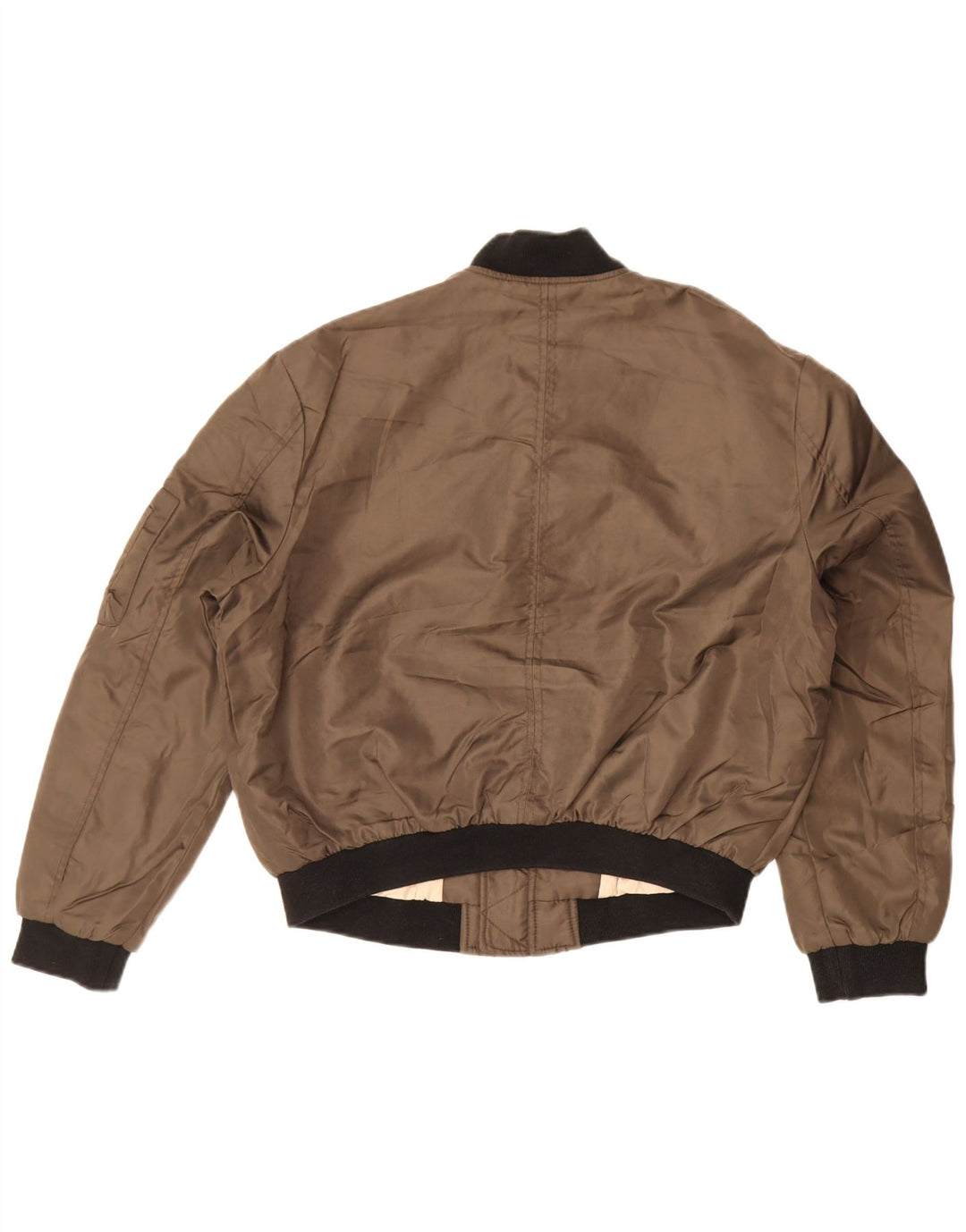 ZARA Γυναικείο Crop Oversized Bomber Jacket UK 14 Medium Brown