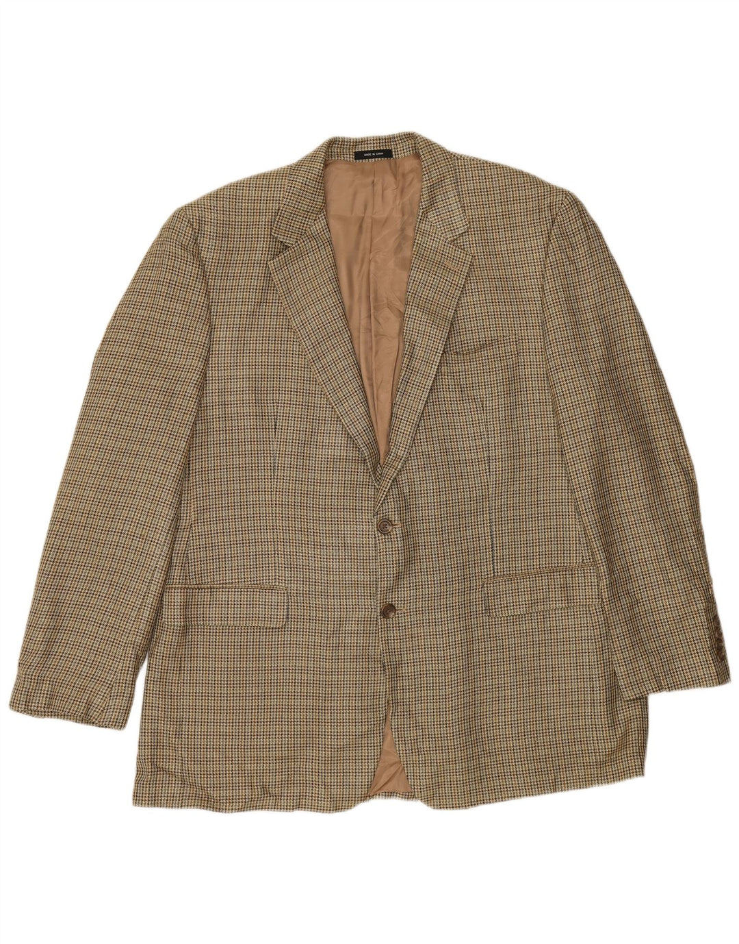 Chaps Ανδρικό σακάκι σακάκι με 2 κουμπιά UK 46 3XL Green Houndstooth Silk