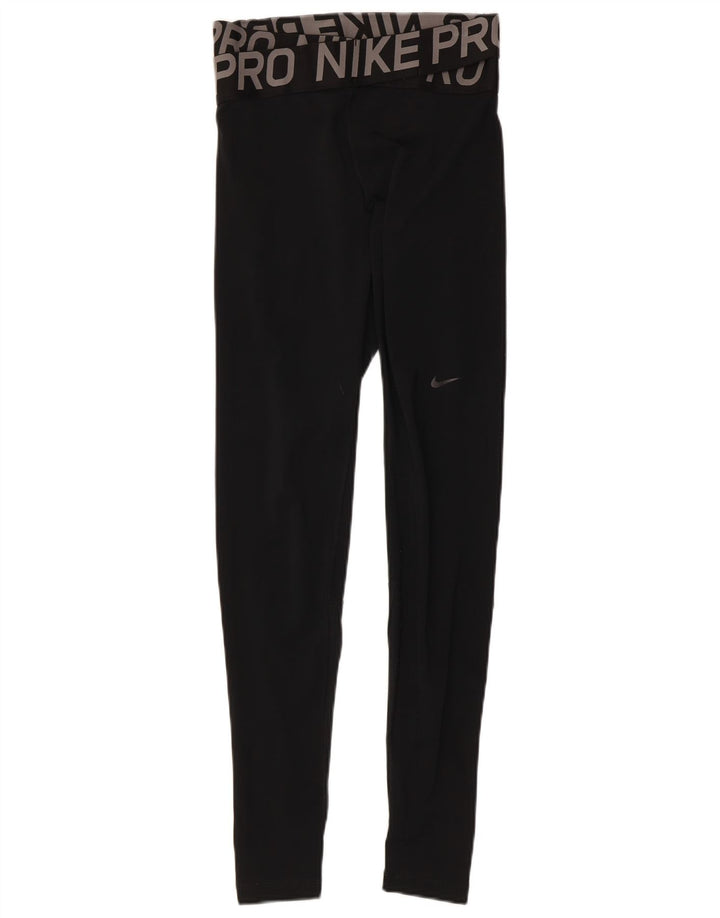 Γυναικεία γραφικά κολάν Nike Dri Fit UK 8 Small Black Colourblock Polyester