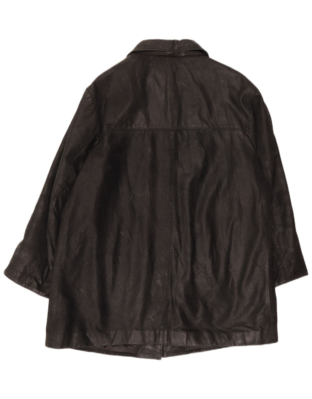 Vintage Γυναικείο Oversized Δερμάτινο Παλτό IT 46 Large Μαύρο