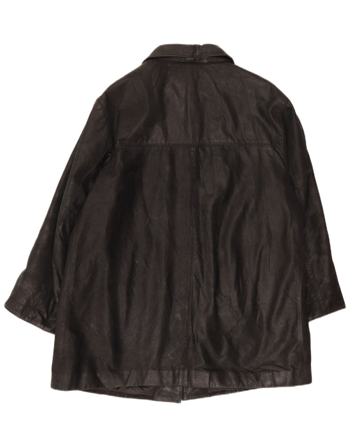 Vintage Γυναικείο Oversized Δερμάτινο Παλτό IT 46 Large Μαύρο