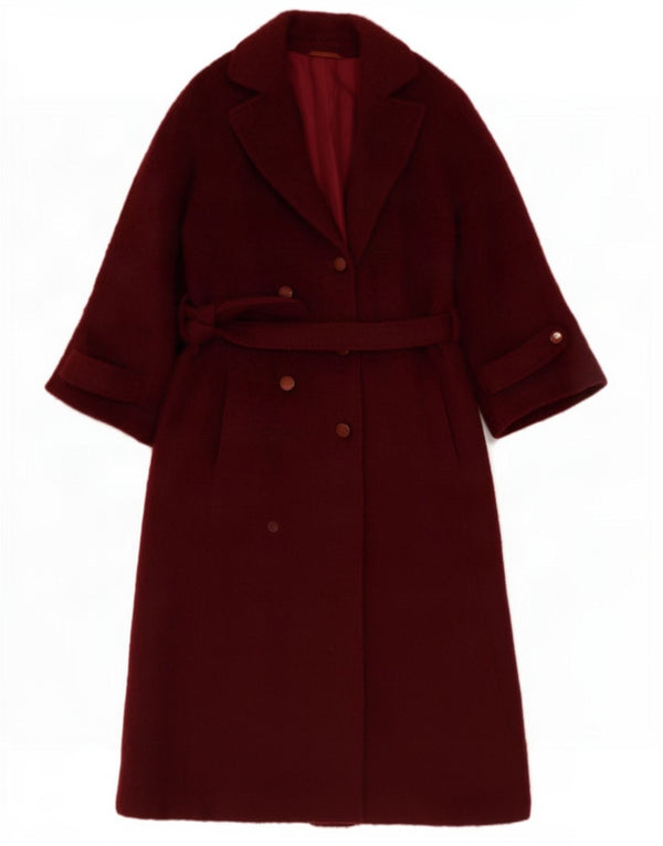Vintage γυναικείο διπλό παλτό UK 12 Medium Burgundy