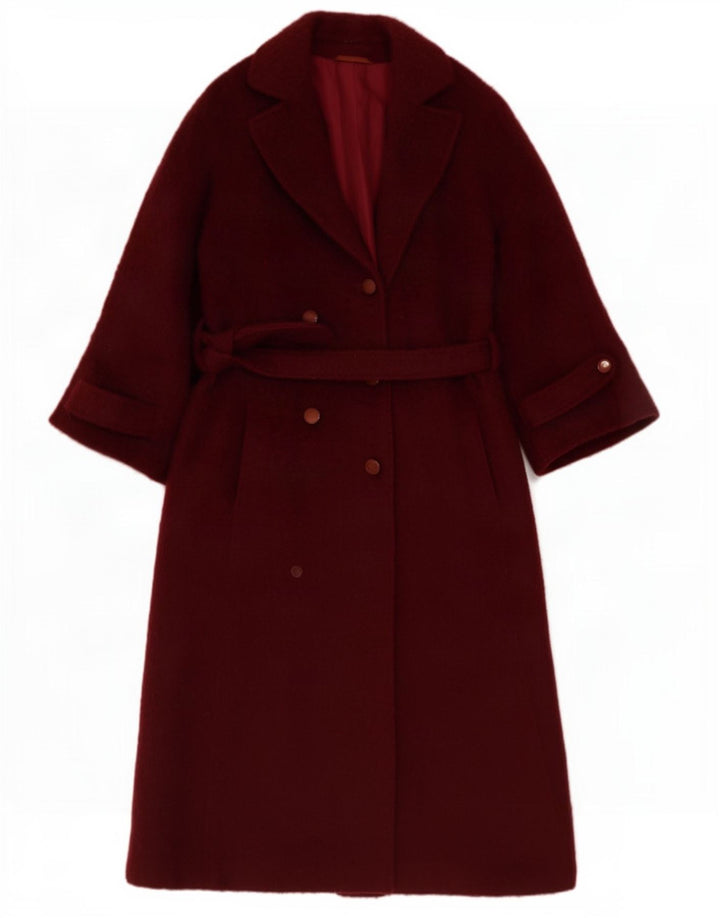 Vintage γυναικείο διπλό παλτό UK 12 Medium Burgundy