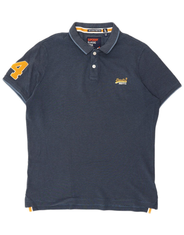 Ανδρικό SUPERDRY The Classic Polo Graphic Polo Shirt 3XL Navy Blue Pinstripe