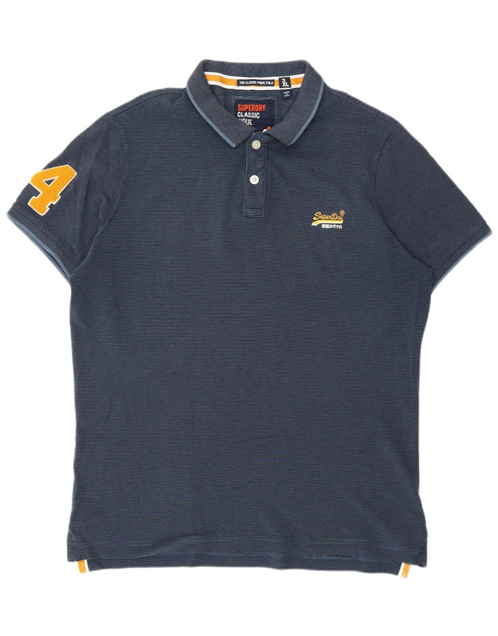 Ανδρικό SUPERDRY The Classic Polo Graphic Polo Shirt 3XL Navy Blue Pinstripe