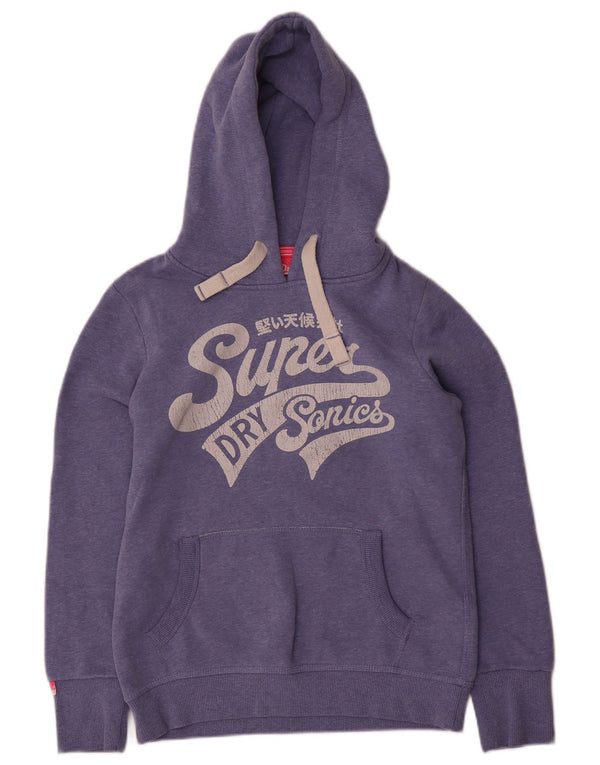 Superdry Γυναικείο Γραφικό Hoodie Jumper UK 14 Medium Purple Cotton