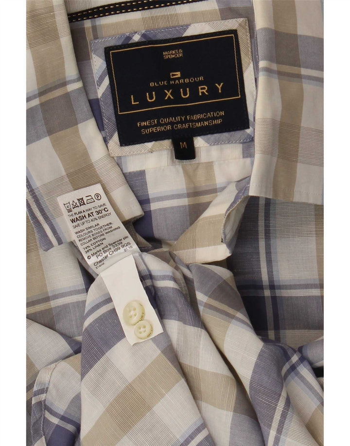 Marks & Spencer Ανδρικό πουκάμισο Μπλε Harbour Μεσαίο πολύχρωμο βαμβακερό καρό