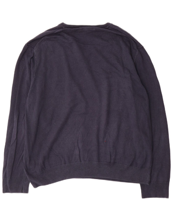 Marks & Spencer Ανδρικό πουλόβερ με λαιμόκοψη 2XL, μπλε βαμβακερό