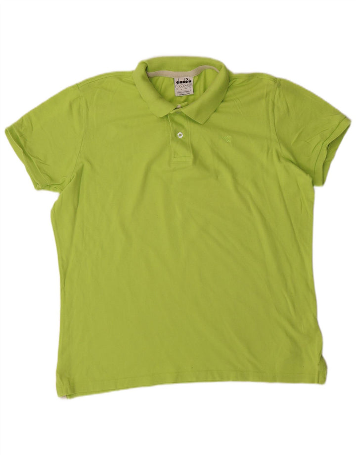 DIADORA Mens Polo Shirt Medium Green Cotton