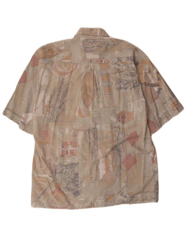 Ανδρικό κοντομάνικο πουκάμισο Vintage Μέγεθος 39/40 Medium Beige γεωμετρικό