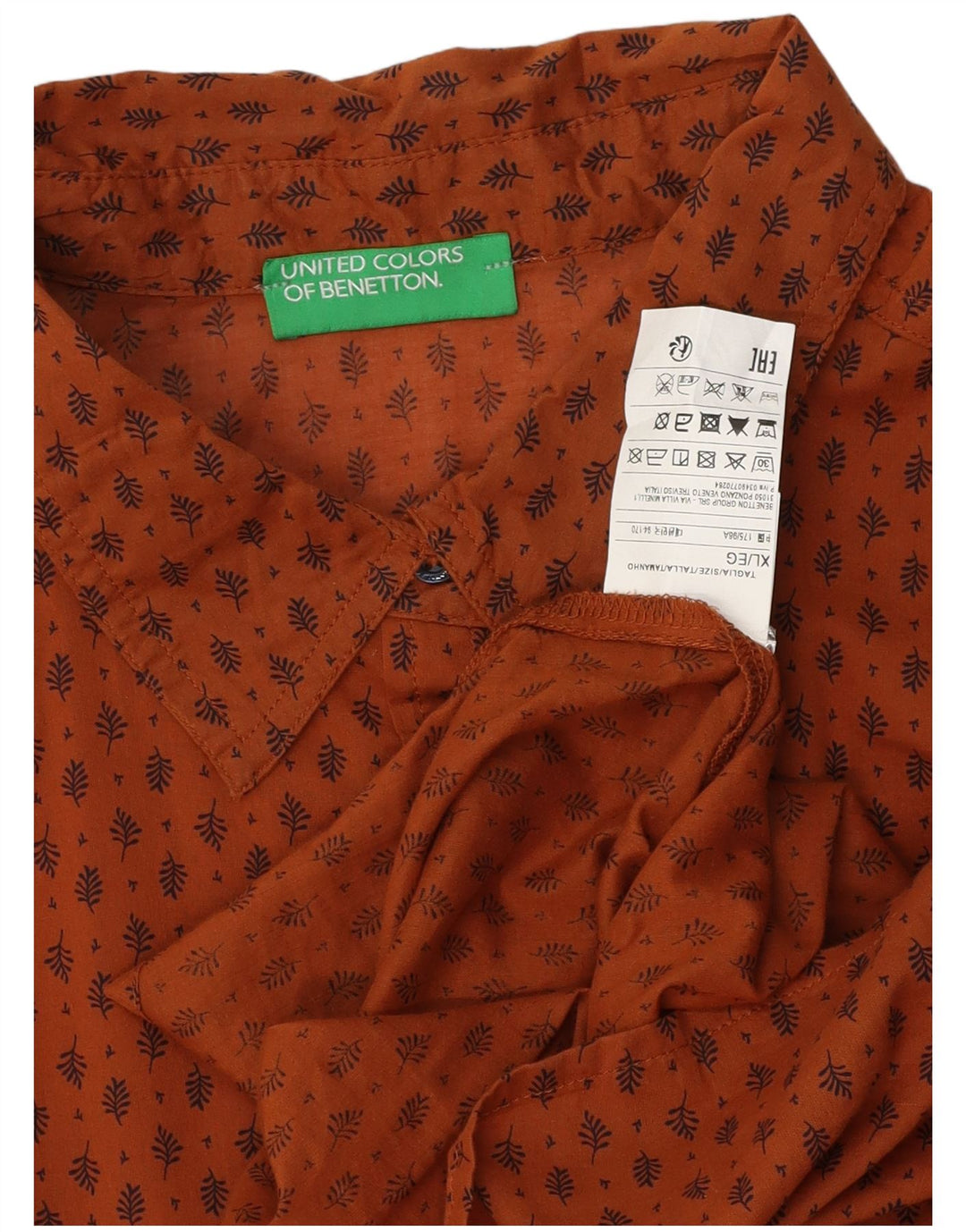 BENETTON Γυναικείο Πουκάμισο UK 18 XL Καφέ φλοράλ βαμβακερό