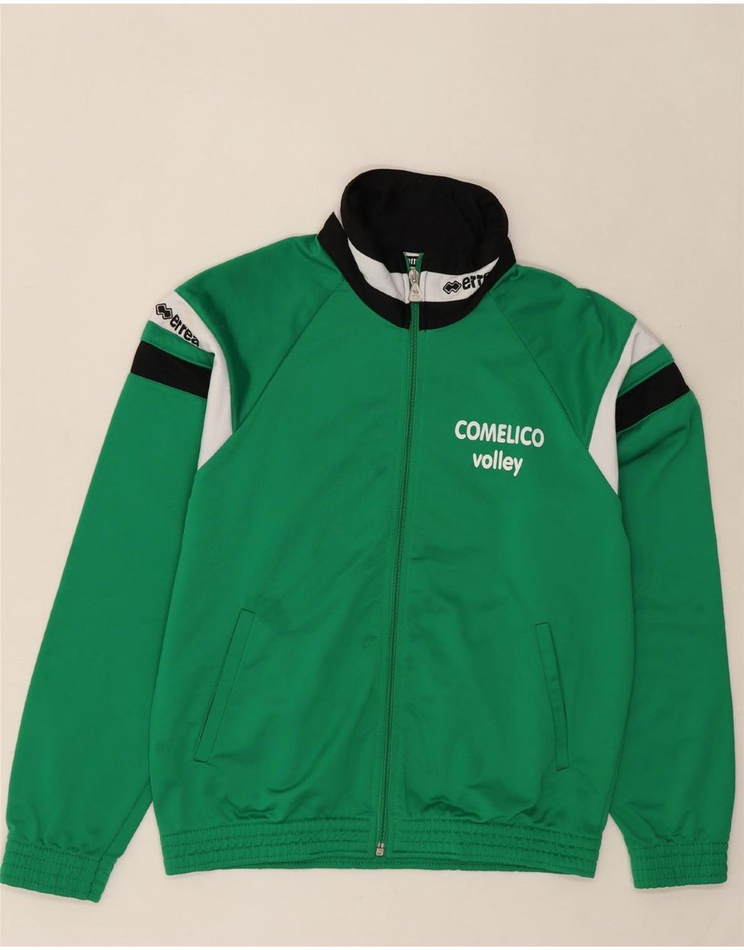 ERREA Mens Graphic Tracksuit Top Jacket Small Green Colourblock Polyester Vintage Errea and Second-Hand Errea from Messina Hembry 