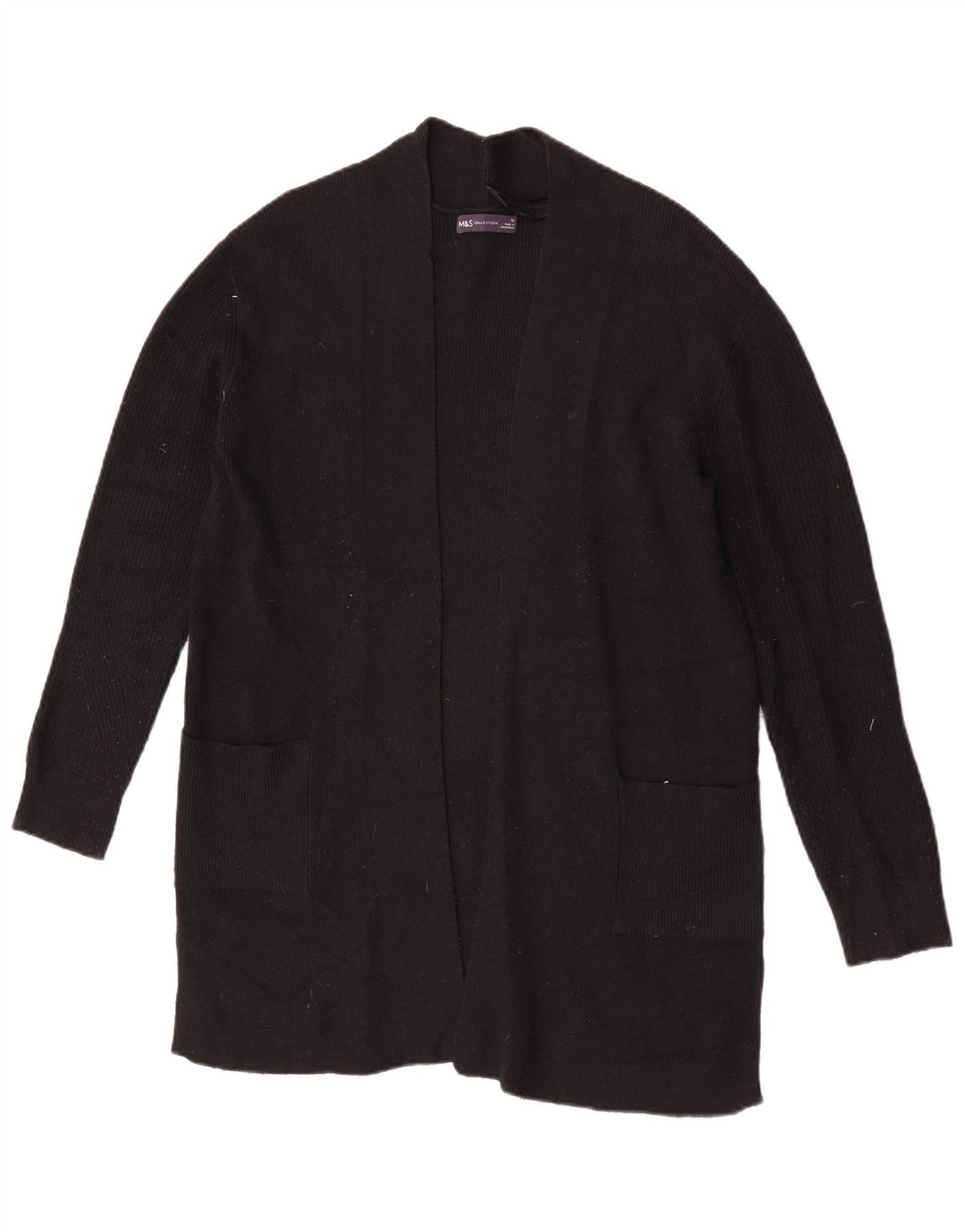 Marks & Spencer Γυναικείο Longline ανοιχτό πουλόβερ ζακέτα UK 12 Medium Black