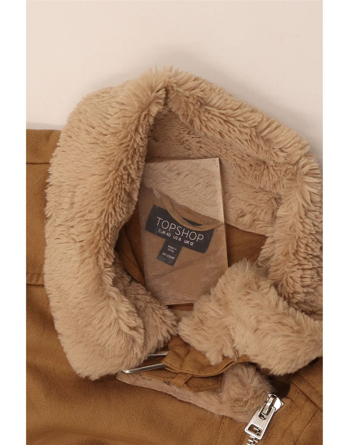 TOPSHOP Womens Oversized Sherpa Jacket UK 12 Medium Beige Vintage Topshop and Second-Hand Topshop from Messina Hembry 
