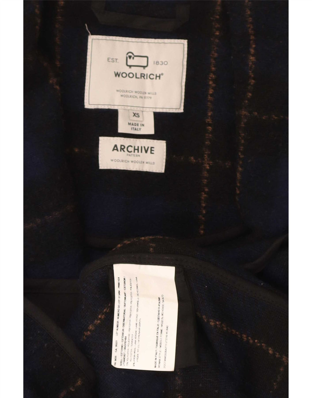 Woolrich Γυναικείο Oversized Πανωφόρι UK 6 XS Navy Blue Check Polyester