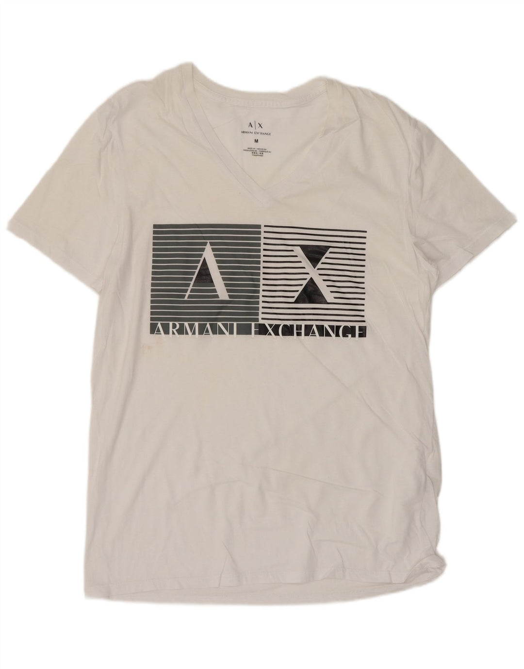 Ανδρικό γραφικό μπλουζάκι Armani Exchange Τοπ μεσαίο λευκό βαμβακερό