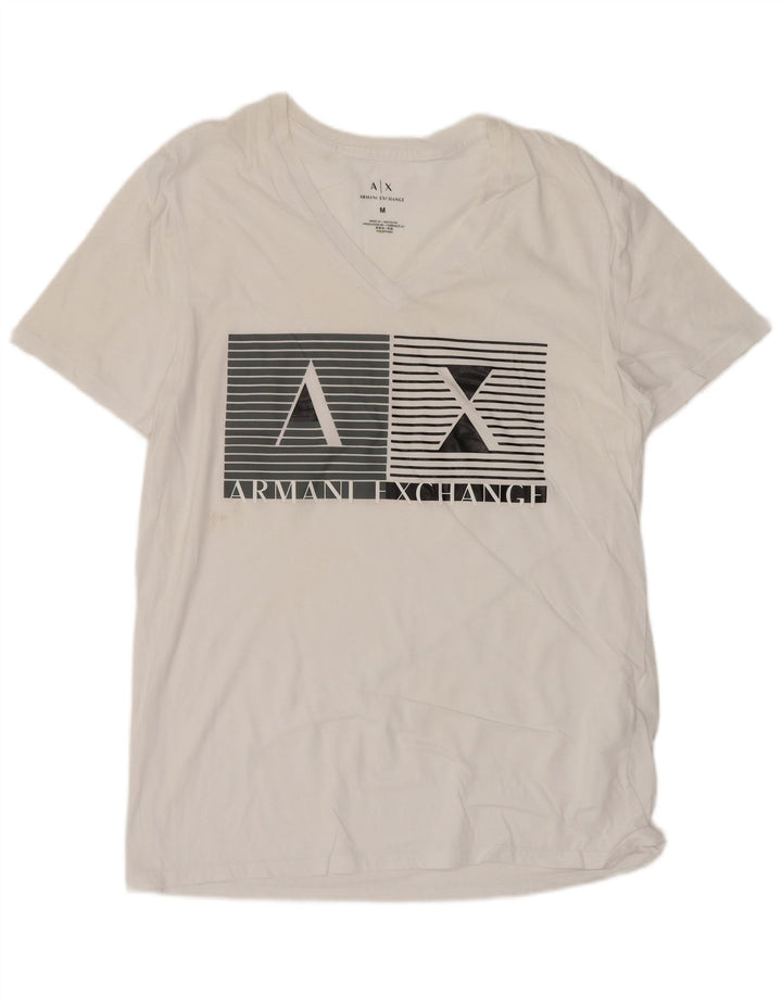 Ανδρικό γραφικό μπλουζάκι Armani Exchange Τοπ μεσαίο λευκό βαμβακερό