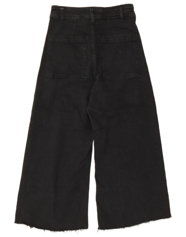 Zara Γυναικείο Κάπρι Ψηλόμεσο Φαρδύ τζιν US 34 2XS W24 L22 Μαύρο βαμβακερό
