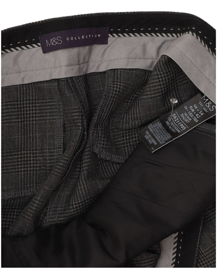 Marks & Spencer Γυναικείο Cropped Παντελόνι UK 14 Large W34 L25 Grey Check