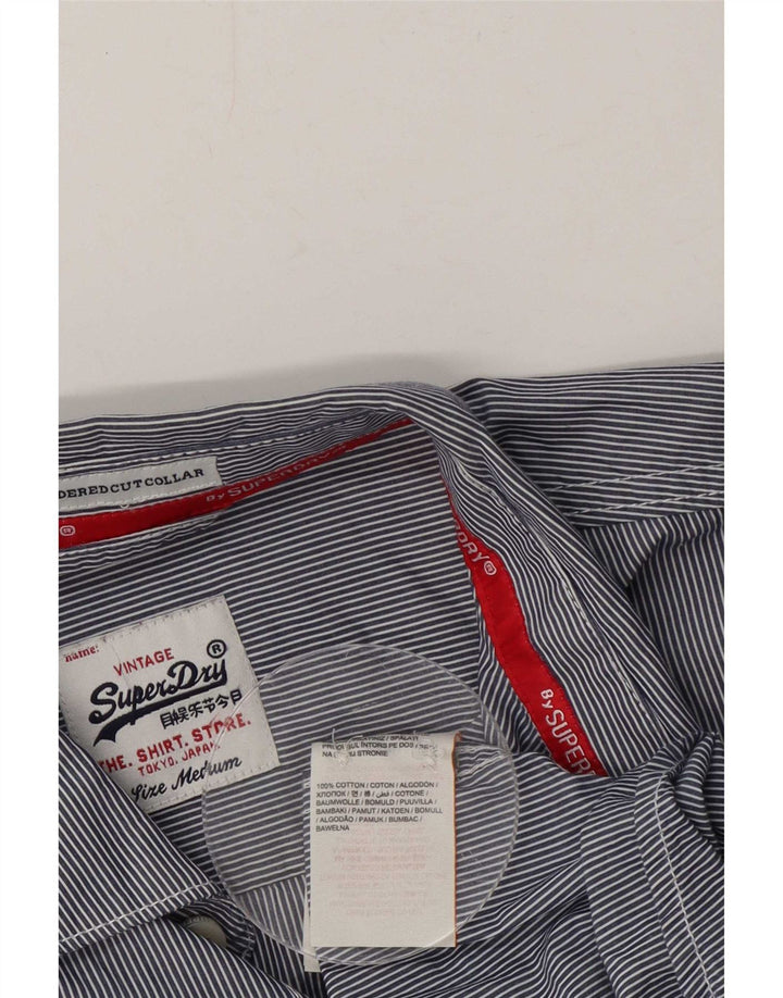 Superdry Ανδρικό πουκάμισο Medium Navy Blue Pinstripe Cotton