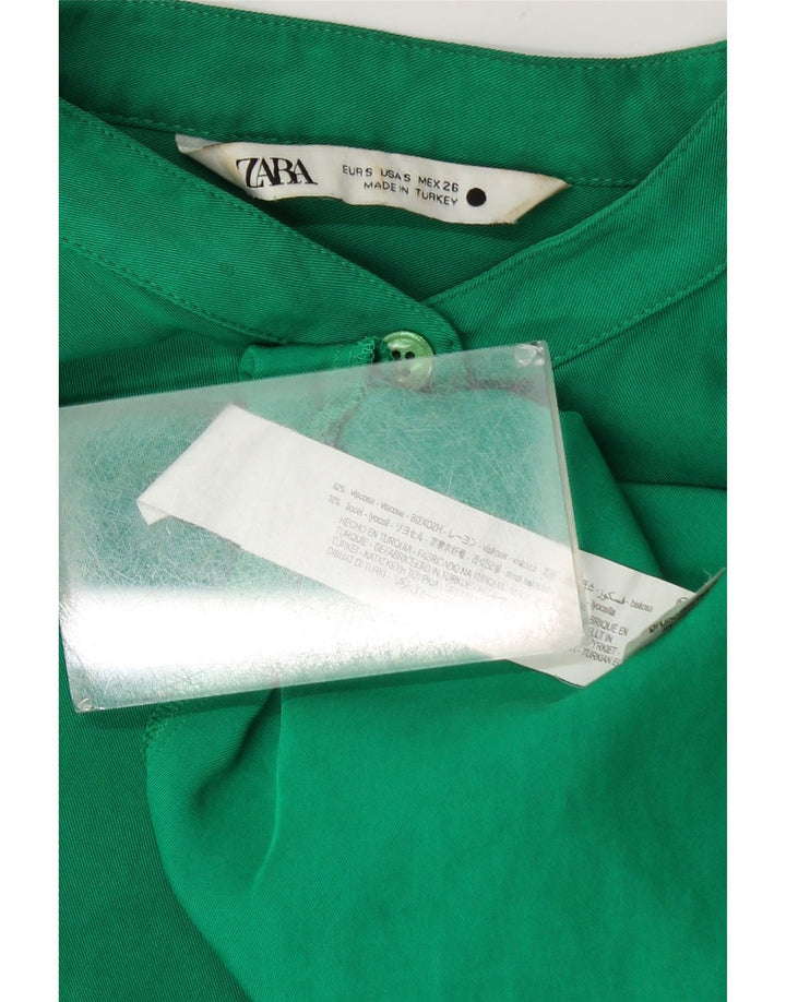 Zara Γυναικείο πουκάμισο Oversized Μπλούζα UK 10 Small Green Viscose