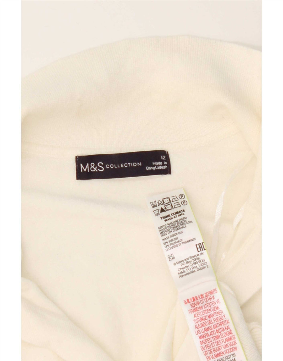 Marks & Spencer Γυναικείο πουκάμισο πόλο UK 12 μεσαία λευκή βισκόζη
