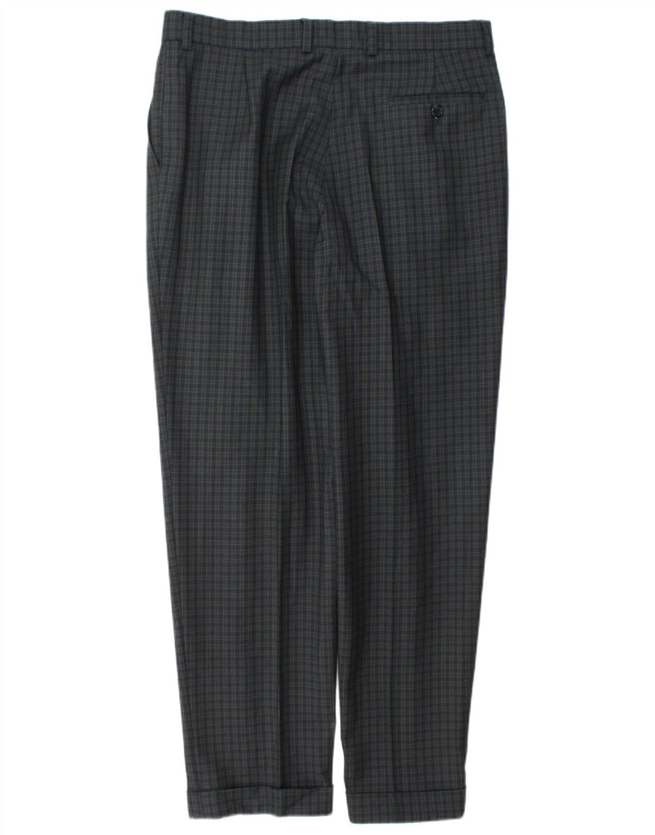 Marks & Spencer Ανδρικό Slim Suit Παντελόνι W34 L31 Navy Blue Check Wool