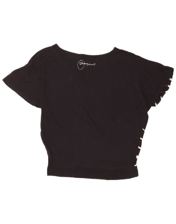 DESIGUAL Γυναικείο υπερμεγέθη γραφικό μπλουζάκι τοπ UK 14 μεσαίο μαύρο φλοράλ