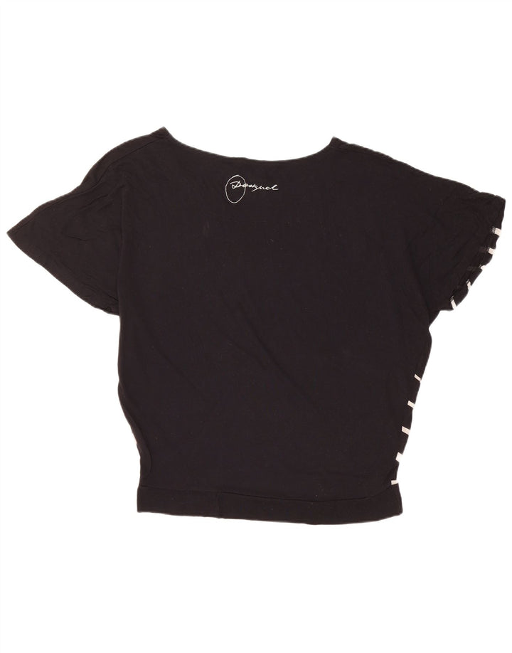 DESIGUAL Γυναικείο υπερμεγέθη γραφικό μπλουζάκι τοπ UK 14 μεσαίο μαύρο φλοράλ