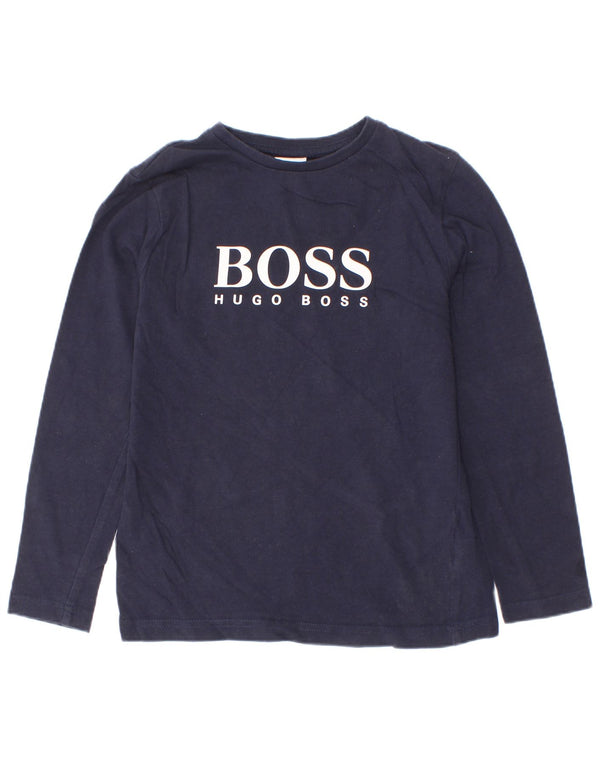 Hugo Boss Boys Graphic Top Μακρυμάνικο 7-8 ετών Navy Blue Cotton