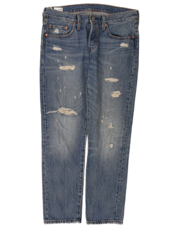 Levi's Womens 501 Distressed Straight Jeans W29 L28 Blue Cotton