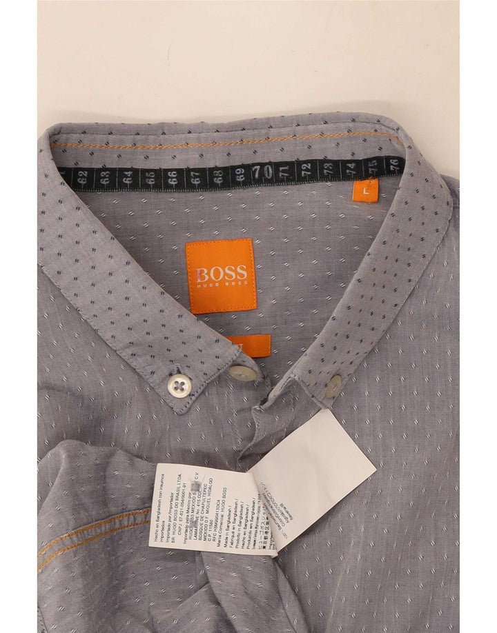 Ανδρικό πουκάμισο Hugo Boss με μεγάλο γκρι βαμβακερό στίγμα